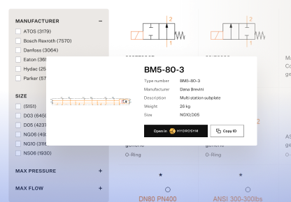 HydroSym component library with filters and a product card